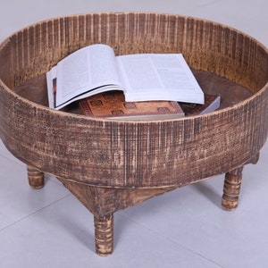 Moroccan table - coffee table - vintage table - wood table - bohemian table - round table