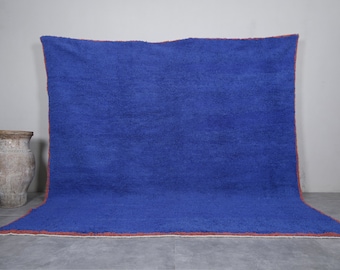 Handgemaakt Marokkaans tapijt 11 x 11 voet Groot berberdeken - Marokkaans gebiedsdeken - Vierkant tapijt - Wollen berberdeken - Blauw tapijt - Beni ourain tapijt