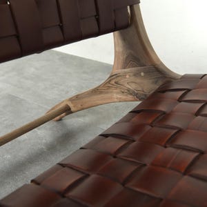 Handmade Brown Leather Moroccan Chair – Walnut Wood Lounge Armchair image 8