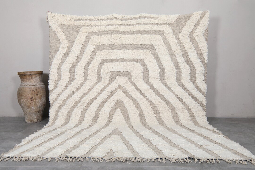 Moroccan Rug Hand Knotted Handmade Rug Moroccan Berber Rug Custom Size Rug Beni Ourain Rug