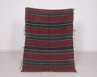Hand woven kilim rug 3.3 x 4.9 feet moroccan rug - wedding blanket - vintage berber rug - wool rug - living room rug