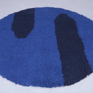 Blue Moroccan Round rug - Custom round rug - Berber rug - Wool Round rug - Round rug - Blue circle rug - Morocco rug - Blue wool rug