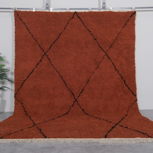 Beni ourain rug warm terracotta - Moroccan rug hand knotted - Berber rug  - Morocco rug - Custom handmade rug - Moroccan rug