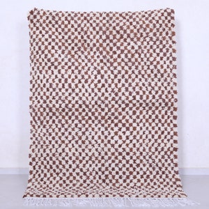 Moroccan checkered rug 4.8 x 6.7 feet beni ourain rug - handmade rug - moroccan area rug - brown checkered rug - handmade berber rug