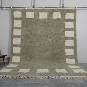 Moroccan rug sage green - Custom rug - Handmade rug - Genuine lamb wool - Berber green rug - Moroccan berber rug - Beni ourain rug