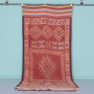 Moroccan Runner rug 4.3 x 11.3 feet entryway rug - orange hallway rug - handmade rug - moroccan rug shag - long rug