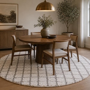 Moroccan Round rug - Custom size rug - moroccan circle rug - round rug grid - beige rug - wool round rug - berber rug - berber rug round image 1
