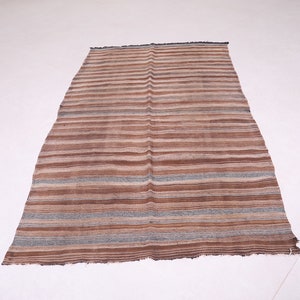 Flat woven rug 3.1 x 5.3 Feet Striped rug - Moroccan berber rug - Boho rug - Small rug - Vintage berber rug - Moroccan rug - Morocco rug