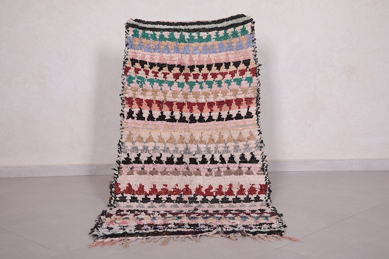 Handmade rug Vintage berber rug Hand knotted rug Small moroccan rug Boucherouite rug 2.6 FT X 4.9 FT