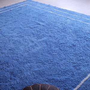 Moroccan rug Blue Berber rug Custom Moroccan rug Beni ourain rug Handmade rug Plain Wool rug Blue rug Moroccan area rug image 10