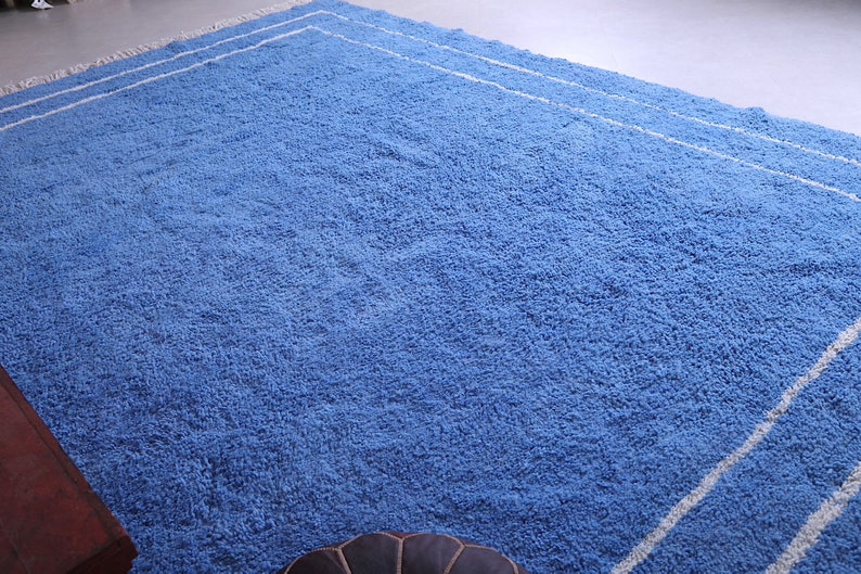 Moroccan rug Blue Berber rug Custom Moroccan rug Beni ourain rug Handmade rug Plain Wool rug Blue rug Moroccan area rug image 10