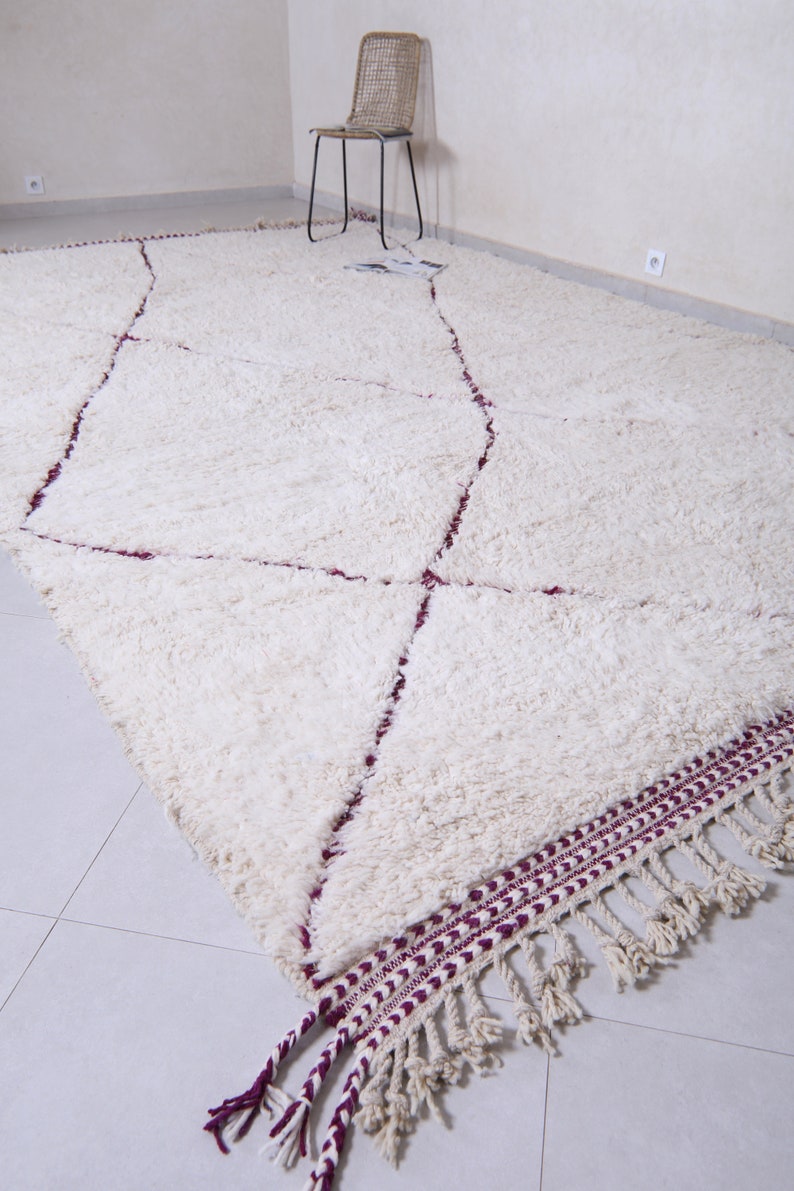 Alfombra marroquí anudada a mano Alfombra enrejado alfombra bereber Alfombra personalizada Alfombra hecha a mano Lana de cordero genuina Alfombra marroquí Alfombra Beni ourain imagen 5