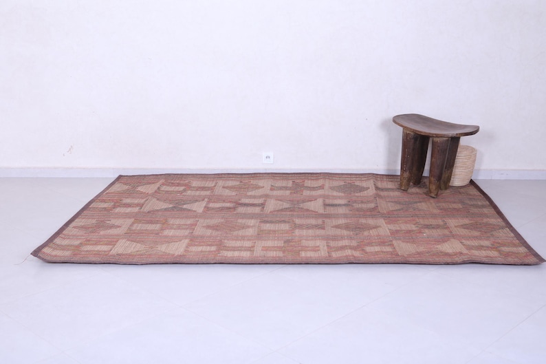 Vintage tuareg mat 6.1 x 9.2 feet old reed rug - tuareg rug - handmade rug - nomad rug - mauritanian mat - sahara rug image 5