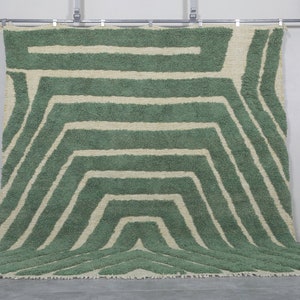 Moroccan rug green - Handmade berber rug - Moroccan wool rug - Beni ourain rug - Morocco rug - Moroccan area rug - Custom green rug