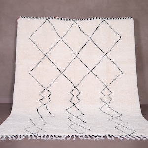 Beni Ourain Teppich - Beni Ourain Teppich - Handgeknüpfter Teppich - Handgeknüpfter Berber Teppich - Handgeknüpfter Wollteppich - Marokkanischer Uni-Teppich - Berber Teppich