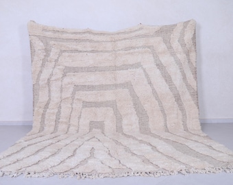Abstract moroccan rug - Handmade berber rug - wool area rug - Neutral cream & Beige rug - Boho shag rug - Living room rug - Beni ourain rug