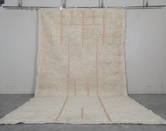 Moroccan rug ivory - Solid creamy rug - Handmade moroccan area rug - Wool berber rug - Beni ourain rug - Custom rug -