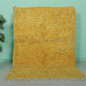 Handmade moroccan rug 4.3 x 6.4 feet moroccan yellow rug - wool rug - moroccan rug - handmade rug - yellow rug - moroccan berber rug