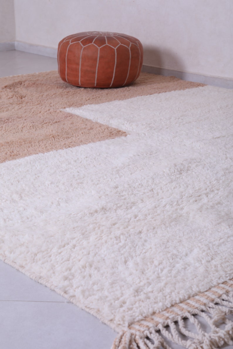 Moroccan peach rug - Wool peach rug - Handmade peach rug - Wool berber rug - Beni ourain rug - Custom rug - Handmade rug - Moroccan area rug image 2