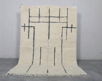 Beige Hand knotted rug 5.3 x 8.1 Feet Morocco rug - Moroccan area rug - Wool berber rug - Moroccan area rug - Moroccan rug