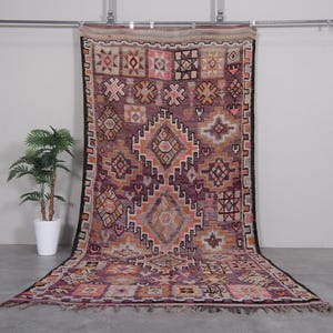 Grand tapis tribal boho en laine marocain 5,8 x 12,5 pieds - tapis berbère géométrique vintage fait main - grand tapis marocain vintage - tapis vintage
