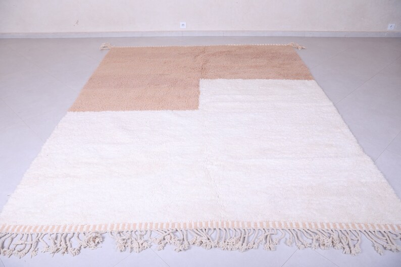Moroccan peach rug - Wool peach rug - Handmade peach rug - Wool berber rug - Beni ourain rug - Custom rug - Handmade rug - Moroccan area rug image 3