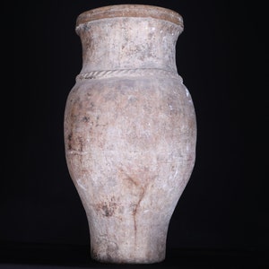 Antique clay water pot 19.6 inches w x 37.4 inches h - vintage moroccan pottery - decoration art - african pottery - large pottery decor