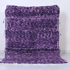 Purple moroccan rug 4.5 x 6.2 feet - Soft purple wool handmade rug - Vibrant berber shag rug - Cozy boho moroccan floor rug - Wool area rug