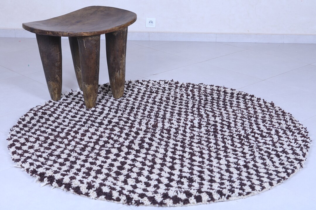 Checkered Round Rug - Berber Round Rug - Custom Moroccan Rug - Wool ...