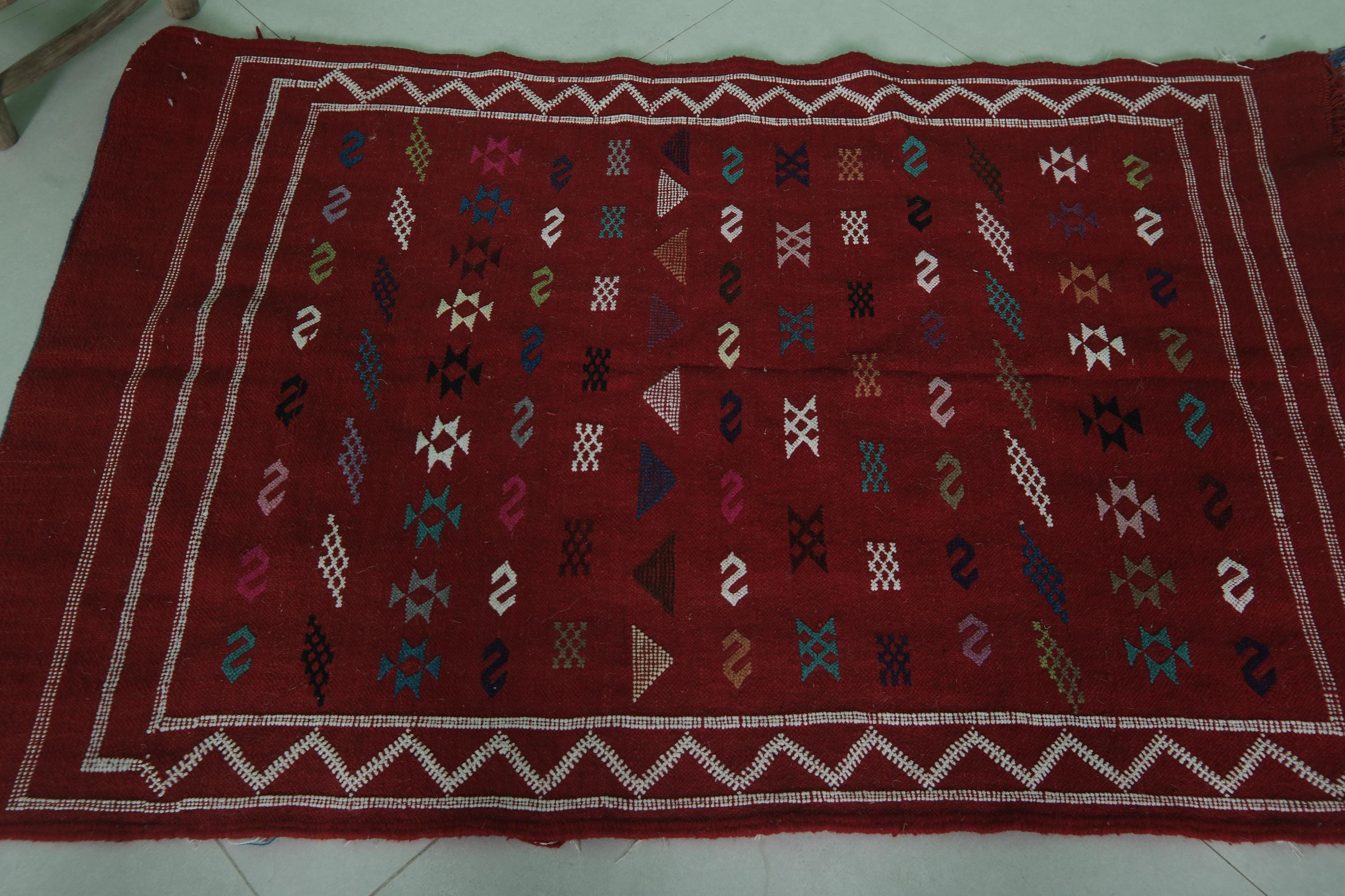 Authentique tapis d'orient kilim fait main en laine antik 4 Couleur