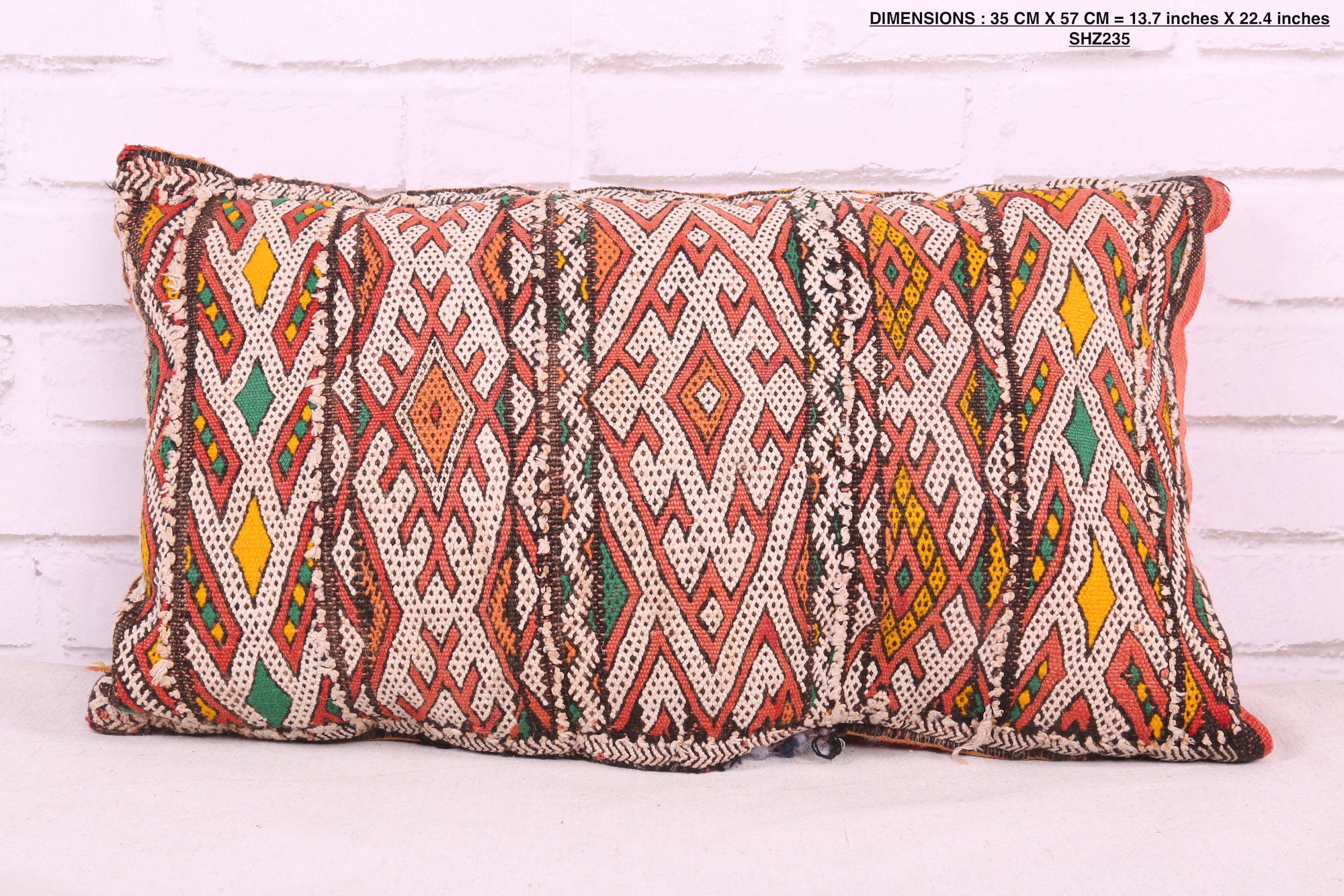 Filled Moroccan pillow 13.7 inches X 22.4 inches Etsy