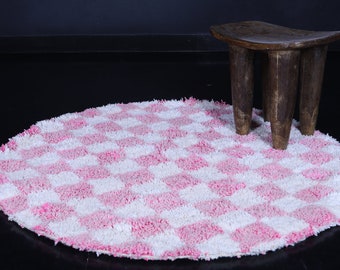 Round checkered rug - checkered rug - circle rug - checkered circle rug - berber round rug - berber checkered rug - circle checkered carpet
