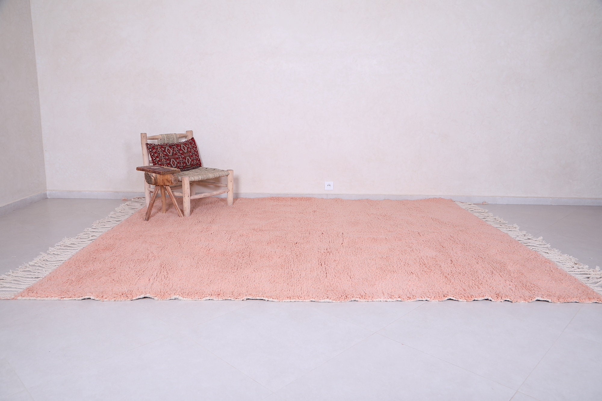 Moroccan Pink rug Solid peach rug Plain Pink rug Wool Etsy