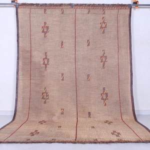 Vintage african tuareg mat 6.2 x 10.2 feet morocco rug - tuareg rug - sahara rug - nomad rug - african rug - vintage rug - mauritanian mat