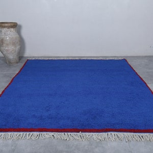 Moroccan rug blue Berber rug Custom Moroccan rug Beni ourain rug Handmade rug Plain Wool rug Solid blue rug custom made rugs image 10