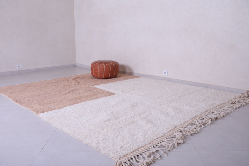 Moroccan peach rug - Wool peach rug - Handmade peach rug - Wool berber rug - Beni ourain rug - Custom rug - Handmade rug - Moroccan area rug image 6