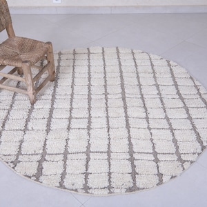 Moroccan Round rug - Custom size rug - moroccan circle rug - round rug grid - beige rug - wool round rug - berber rug - berber rug round