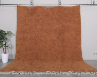 Moroccan rug dark ginger color - Beni ourain rug - Custom size rug - Handmade rug morocco - Berber rug - Moroccan carpet - Plain rug