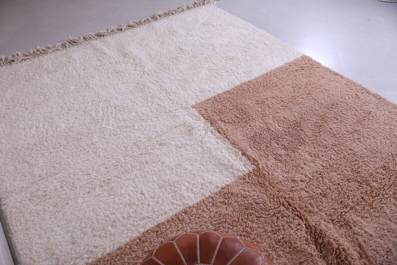 Moroccan peach rug - Wool peach rug - Handmade peach rug - Wool berber rug - Beni ourain rug - Custom rug - Handmade rug - Moroccan area rug image 4