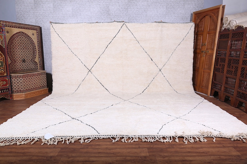 Moroccan rug Hand knotted Beni ourain rug all wool berber rug Custom rug handmade rug Genuine lamb wool image 10