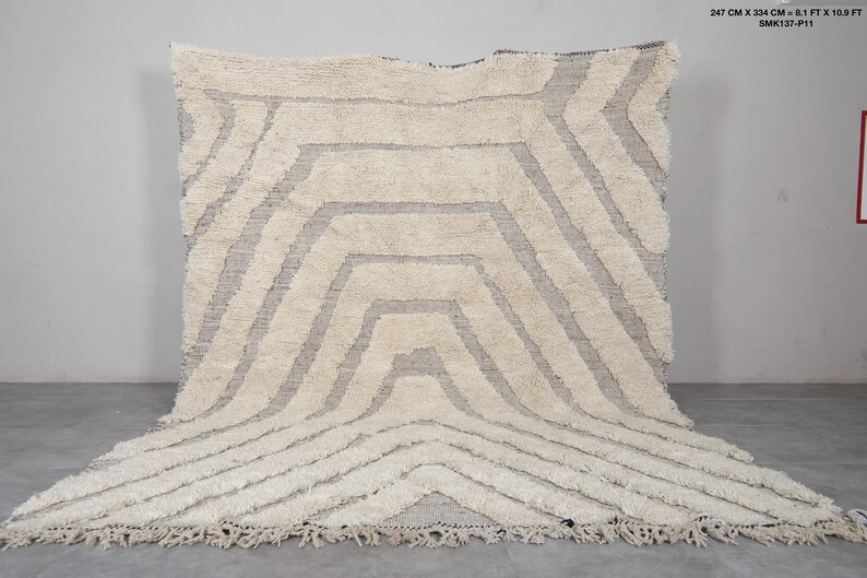 Handmade Berber rug 8.1 x 10.9 Feet Contemporary rug Beige rug Berber rug Moroccan rug Morocco rug Handmade rug Wool rug image 10