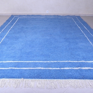 Moroccan rug Blue Berber rug Custom Moroccan rug Beni ourain rug Handmade rug Plain Wool rug Blue rug Moroccan area rug image 3