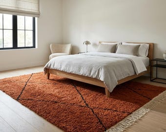 Beni ourain rug warm terracotta - Moroccan rug hand knotted - Berber rug  - Morocco rug - Custom handmade rug - Moroccan rug