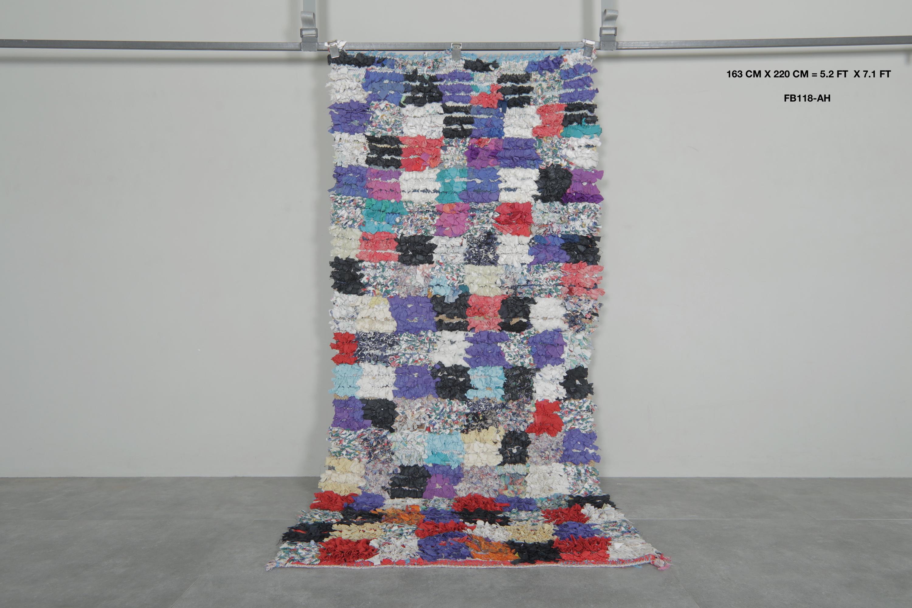 チェック柄ブーシュルイットラグ 5.2 x 7.1 フィート カラフルなラグ