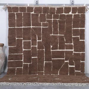Moroccan rug brown - Beni ourain rug - Brown berber rug - Custom area rug - Handmade rug - Moroccan area rug - Berber wool rug - Wool rug