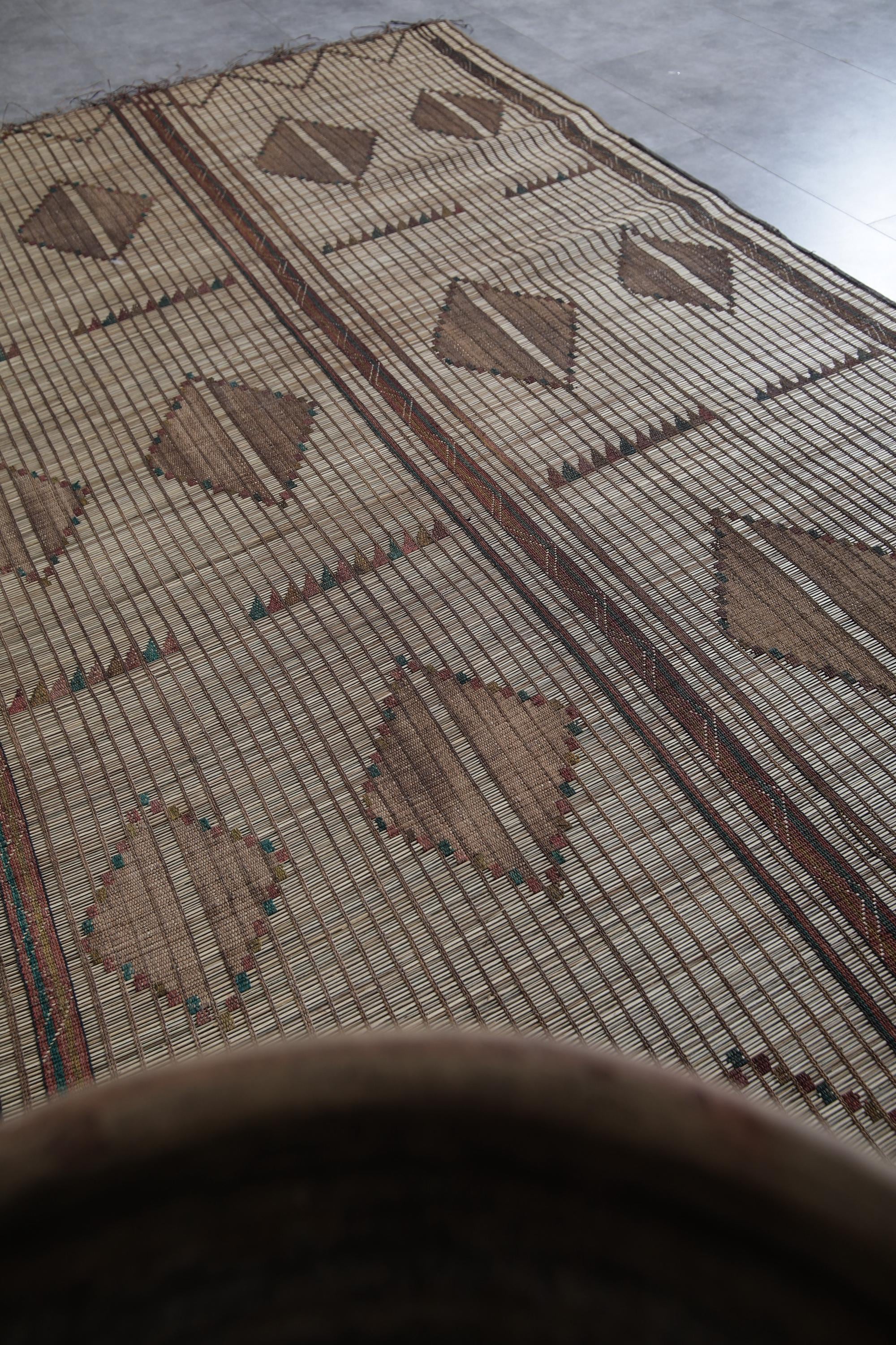 Reed Rug Mauritanian Tuareg Rug 6.4 X 10.9 Feet Vintage Tuareg Mat - Handmade ...