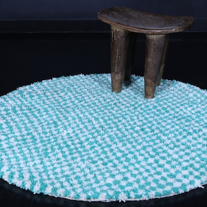 Round Green rug - handmade checkers rug - checkered green rug - custom moroccan rug - wool round rug - circle rug - round checkered rug