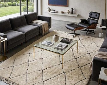 Hand Knotted Beni Ourain Rug – Genuine Lambs Wool Moroccan Berber Carpet