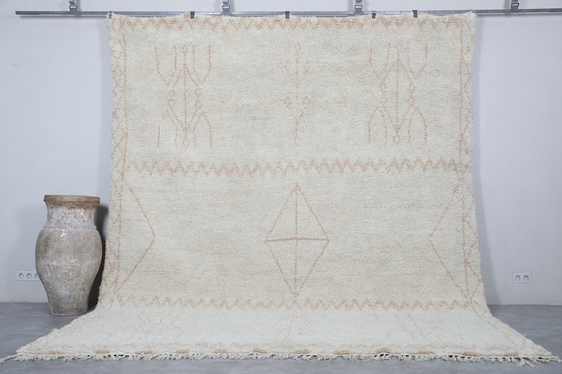 Beni Ourain Teppich Beige Tuareg Teppich aus Wolle in Beige Handgewebter Teppich Marokkanischer Berber Teppich Marokko Teppich Bild 10