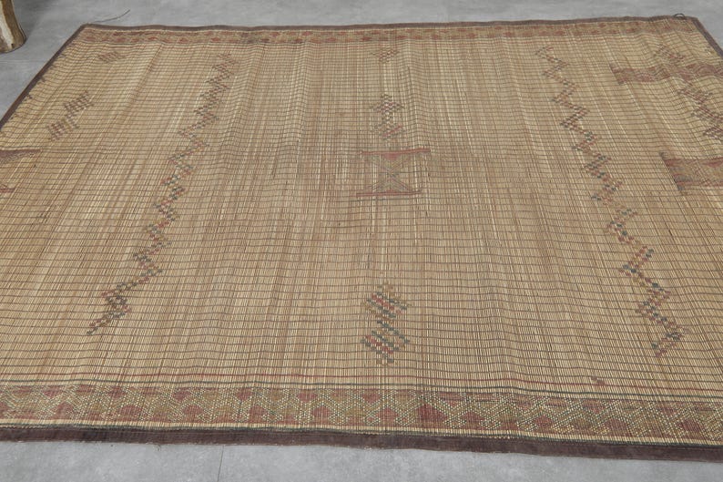 Reed Rug Vintage Tuareg Rug 5.6 X 8.1 Feet Mauritanian Mat - Nomad Reed Rug ...